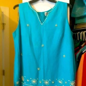 Nice aqua pants and beaded top part linen